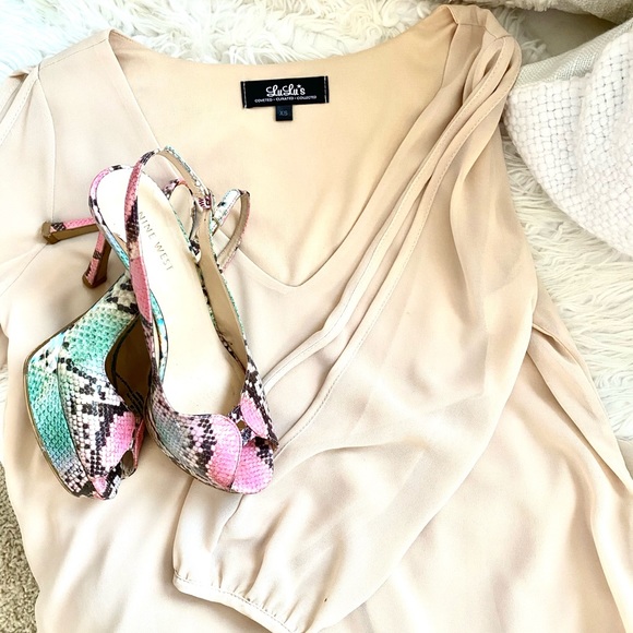 LuLu’s Cream Silky Dress XS - Picture 2 of 4